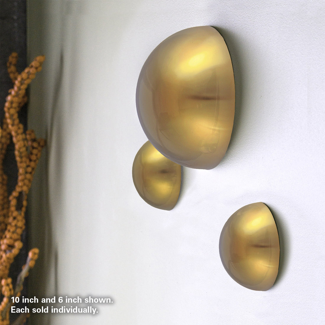 Half Ball, 10"D, Gold Matte