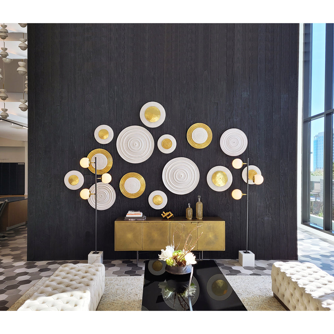 Zen Sun 19"D, Cream/ Gold