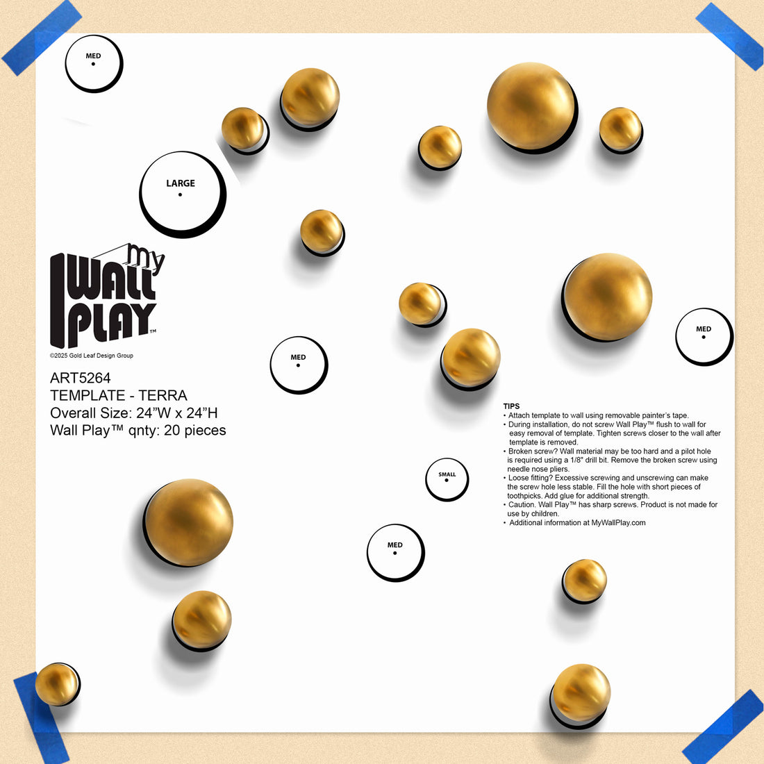 Template Kit - Terra Orb, Matte Gold 24&quot;x24&quot;