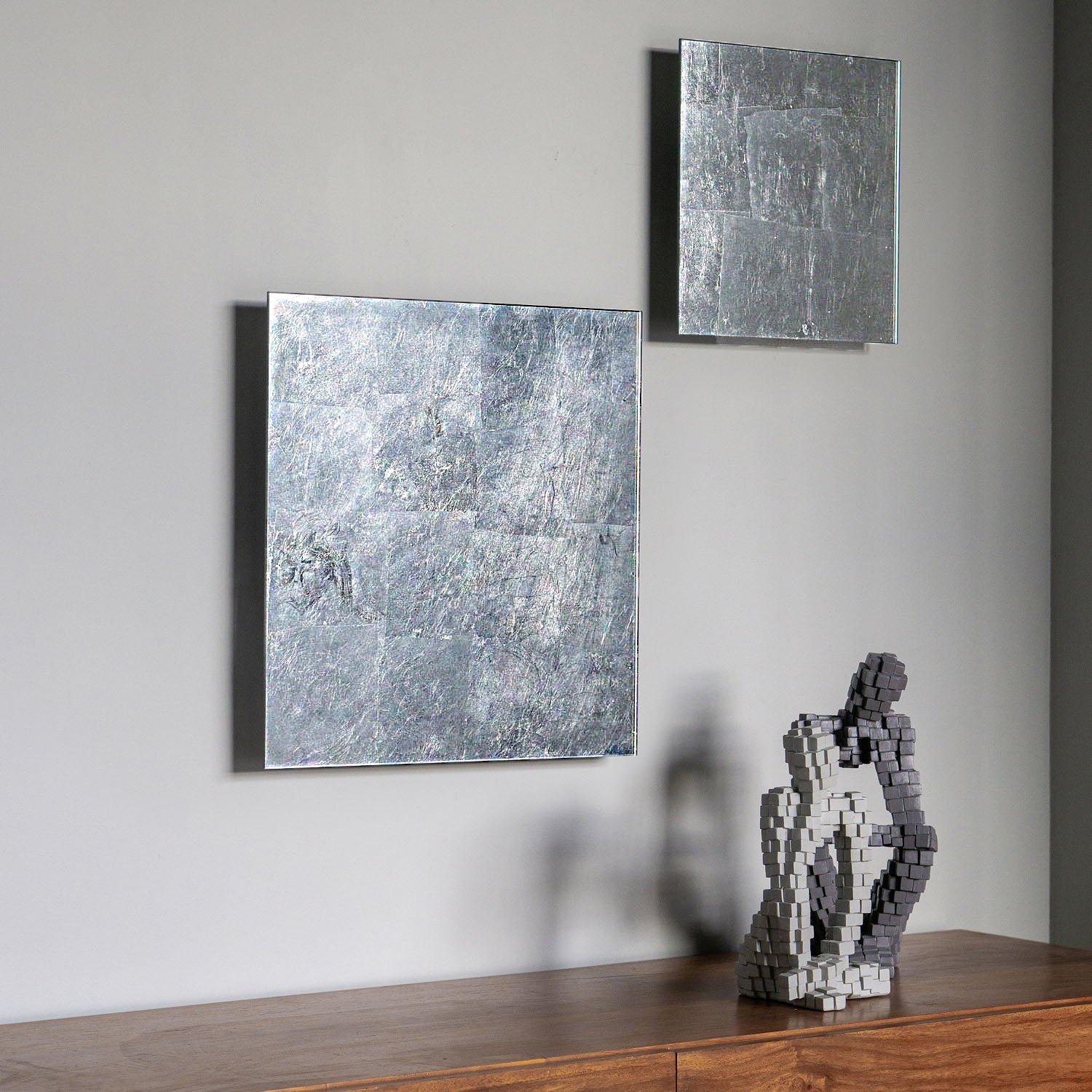 Floating Foil Silver 18&quot;SQ Wall Art