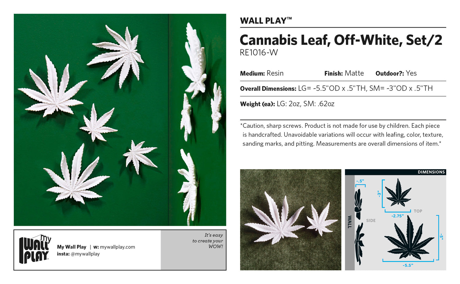 Cannabis Leaf Wall Play™ Off-White