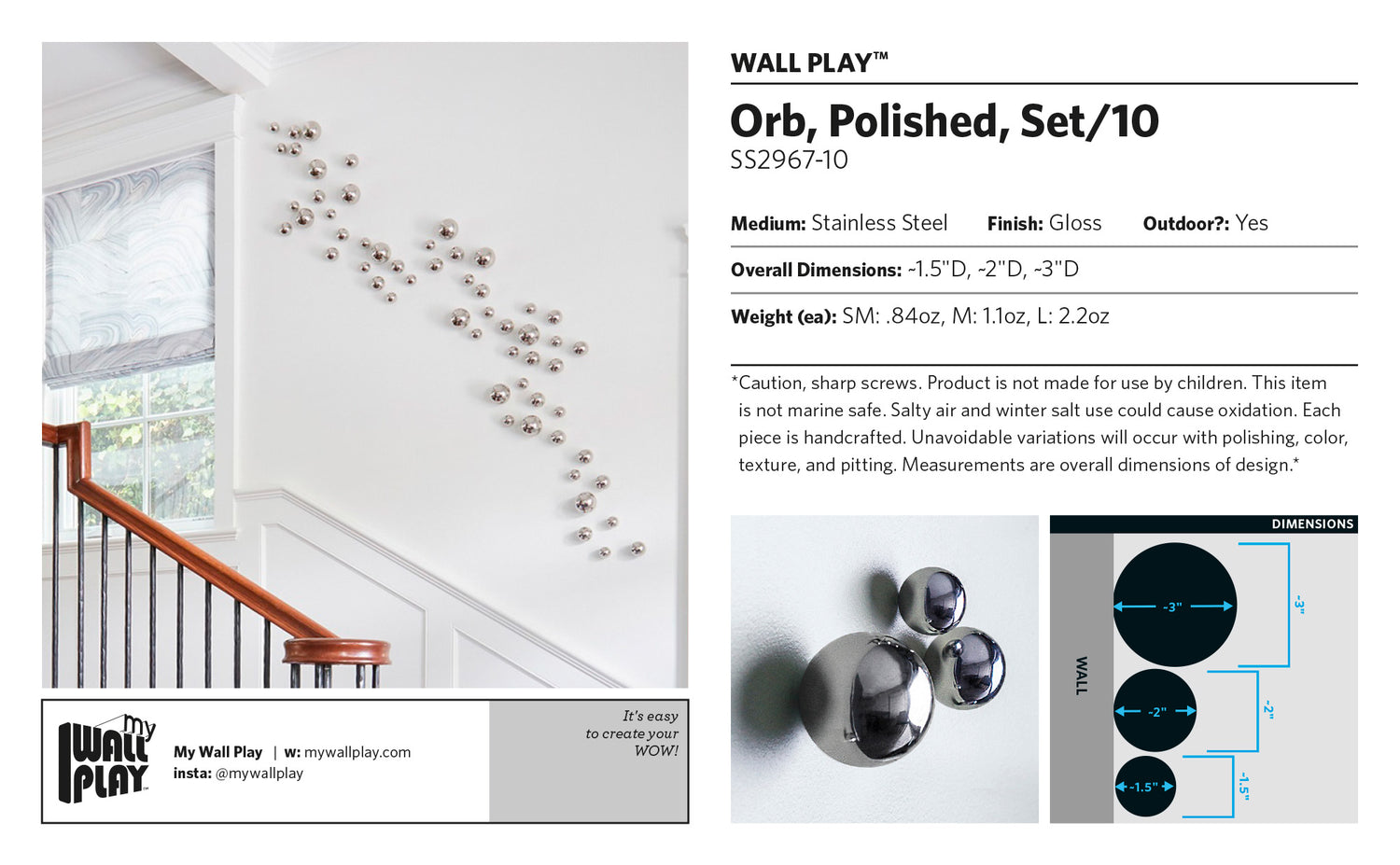 Orb Wall Play™ Silver Gloss