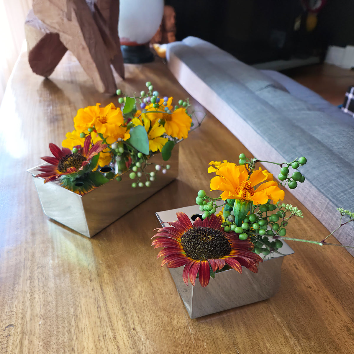 Stainless Ikebana 4"L Vase
