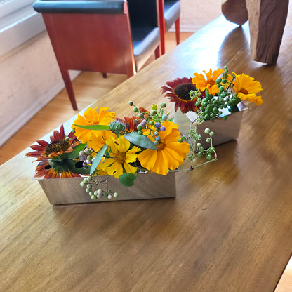 Stainless Ikebana 4"L Vase