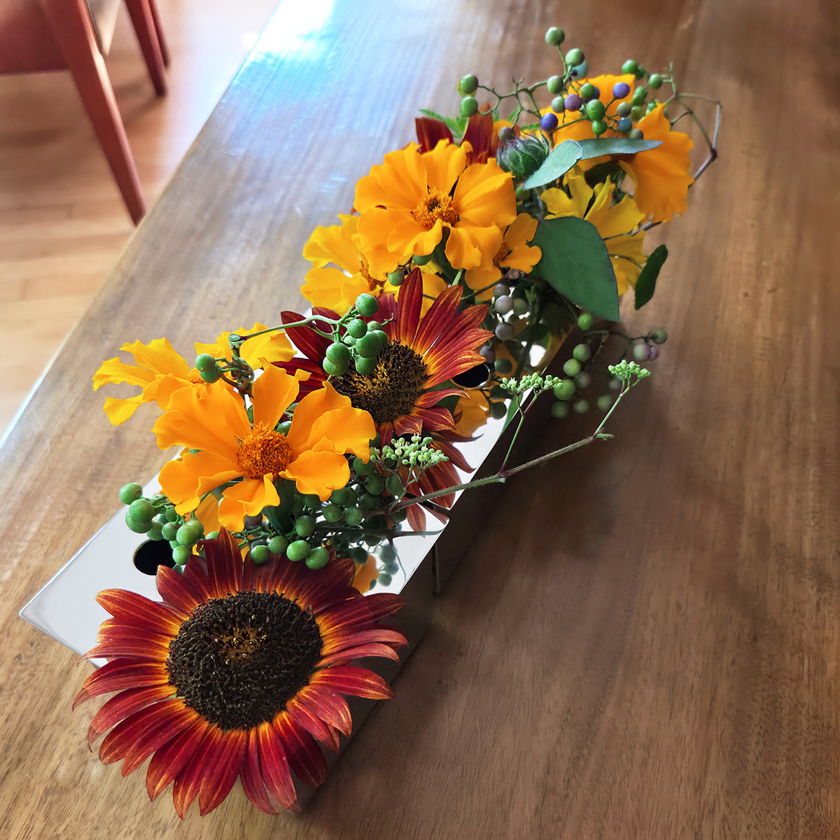 Stainless Ikebana 4"L Vase