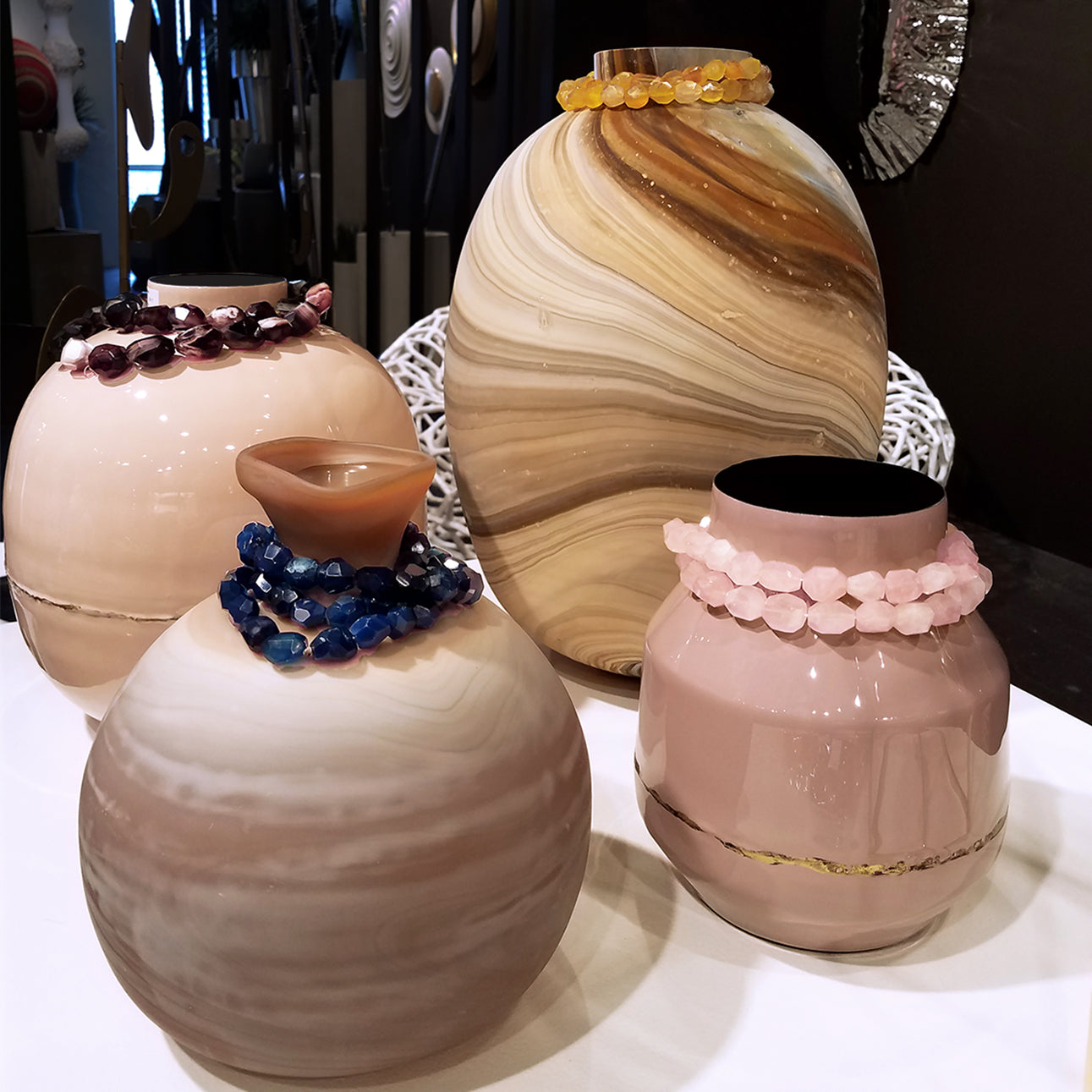 Stone Jewelry for Vase, Yellow Onyx