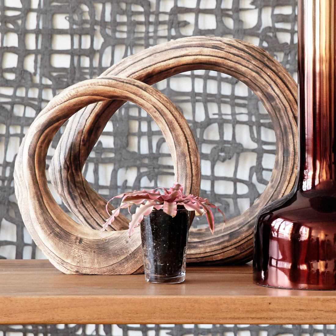 Wood Ring Sculpture, Burned, 10.5"OD