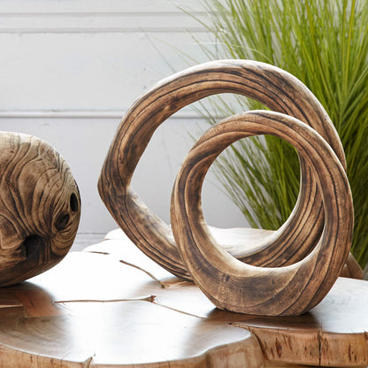 Wood Ring Sculpture, Burned, 15.5&quot;L