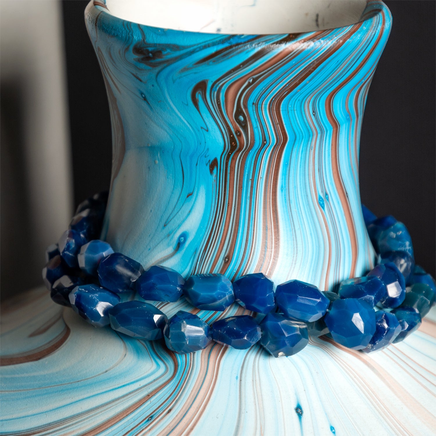 Stone Jewelry for Vase, Blue Onyx
