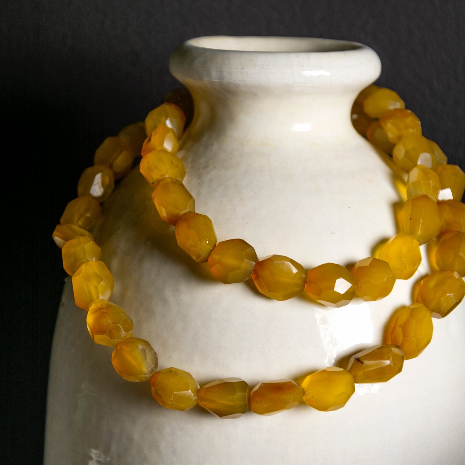 Stone Jewelry for Vase, Yellow Onyx